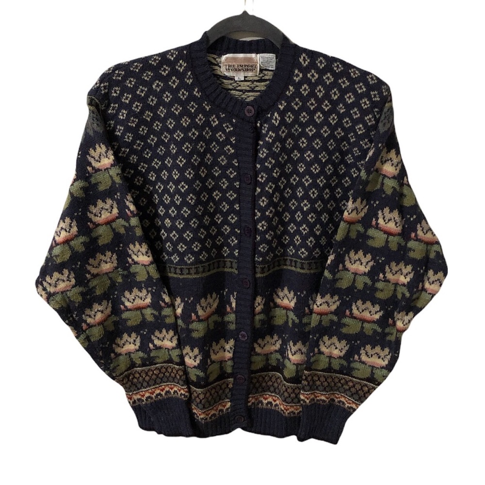 The Import Workshop tulips sweater button down large